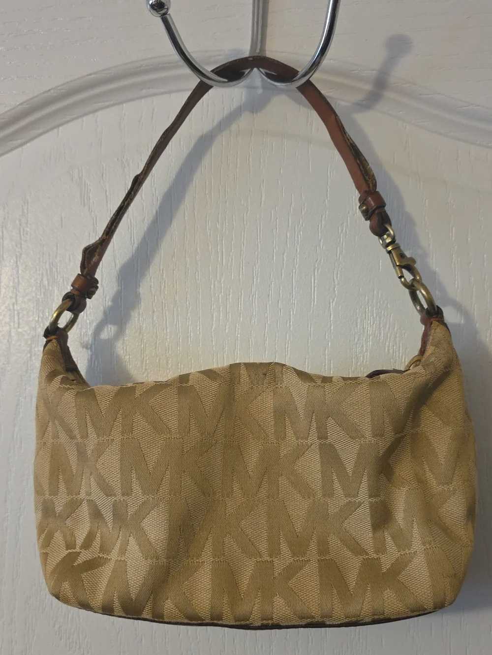 Michael Kors Gold Logo-Print Shoulder Bag